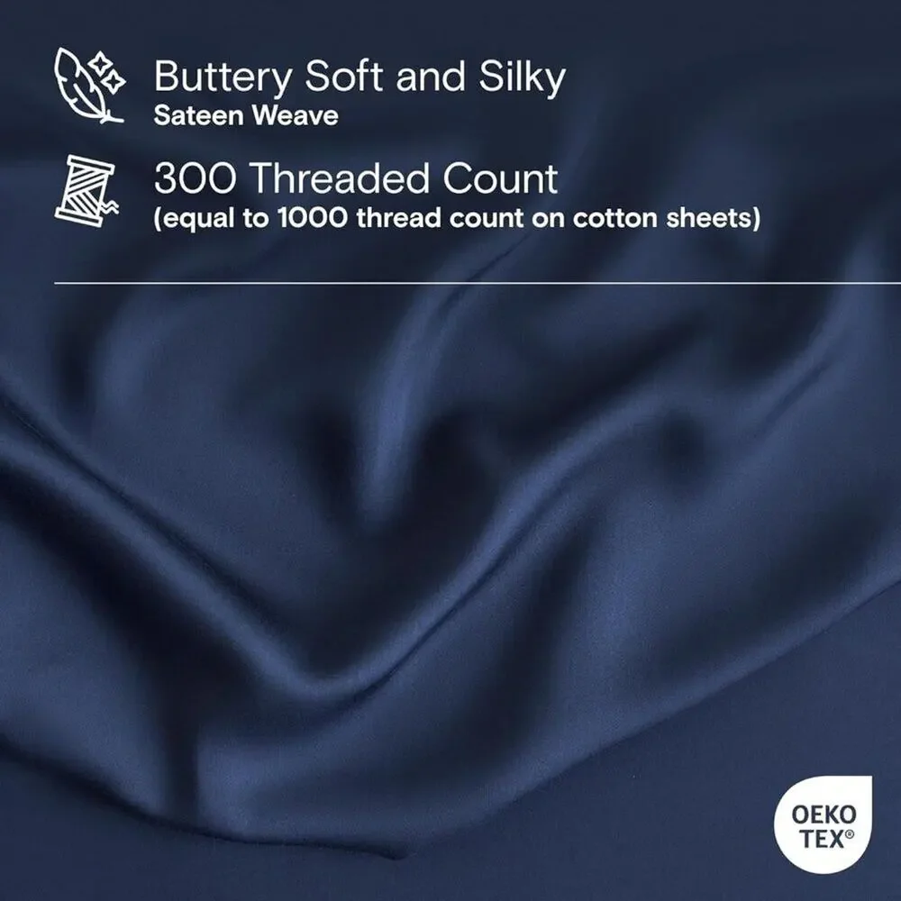 NWT Sijo DOZ Bamboo Sheet Set 4 PC- 2 Pillowcases 2 Sheets Sapphire Blue Full